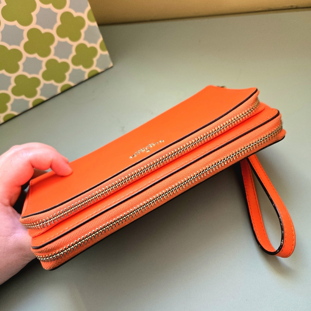 KATE SPADE Grove Street Anita Double Zip Wristlet Wallet in Orange - Picture 4 of 14